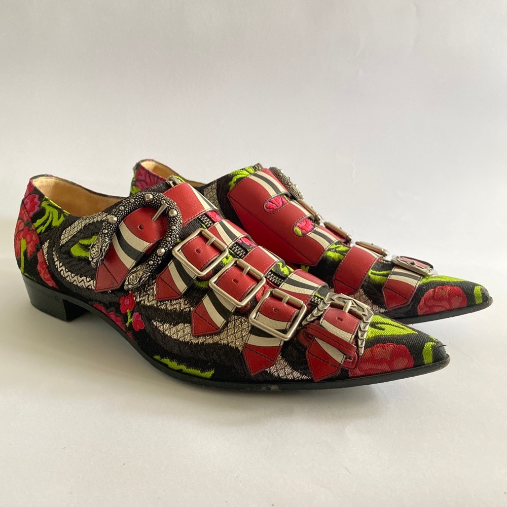 Gucci Susan Buckle Brocade Loafers